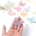 Miniatyrbillede 4 af 5: 10 stk. Sommerfugleapplikationer Udsøgt håndværk Dobbeltlags gør-det-selv-broderi Sommerfuglelapper Håndværksblomsttilbehør White