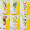 Pikkukuva 5 / 5: Biohajoavat paperipillit, 100 pilliä juhlatarvikkeille, syntymäpäiville, häille sekavärinen aaltokuvio Mixed Color Wave Pattern