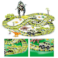 Pikkukuva 5 / 5: Hhcx Dinosaur Race Track Set Rail Car Less Assembly Bend Flex Racing Track Led Elektroninen Flash Light Autolelut lapsille 240pcs set