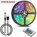 Miniatyrbillede 1 af 5: 10m 5m Led Strip Lys Rgb Infrarød Bluetooth Kontrol Luces Lysende Dekoration Til Stue 5050 Båndbelysning Fita Lampe 24 Key Infrared 4 m