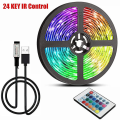 Miniatyrbillede 1 af 5: 10m 5m Led Strip Lys Rgb Infrarød Bluetooth Kontrol Luces Lysende Dekoration Til Stue 5050 Båndbelysning Fita Lampe 2m 24 Key Infrared