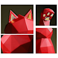 Pikkukuva 4 / 4: Hartsiveistos Lucky Cat -patsaskoristelu Moderni kodin sisustus - punainen L