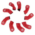 9 stycken PU Vattentäta Golf Iron Head Covers Röda för Vänster Högerhänta Spelare