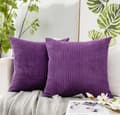 2 stk. fløjls pudebetræk, ensfarvede og stribede pudebetræk (45*45cm) Purple