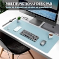 Miniatyrbillede 2 af 5: Skriveunderlag, kontorunderlag, PU læder skriveunderlag, laptop underlag, vandtæt skriveunderlag til kontor og hjem light blue 43x90CM