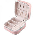 Miniatyrbillede 4 af 4: Smykker Organizer Læder Rejse Smykker Opbevaring Display Etui Bærbar Ørering Halskæde Opbevaringsboks Light Pink