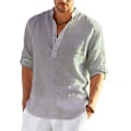 Pikkukuva 4 / 4: Miesten pitkähihainen pellavapaita, puuvillaa ja pellavaa casual paita, S-5xl toppi, upouusi ilmainen toimitus White 5XL