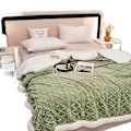 Miniatyrbilde 1 av 5: Høst og vinter melkefløyel taft pledd pledd lur Tykket varm ensfarget dobbeltsidig fleece pledd gave Matcha green 150x200cm