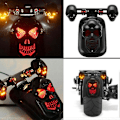 Miniatyrbillede 3 af 5: Krom skelet stil modificeret motorcykel led sort kranie baglygte med blinklys motorcykel baglygter plus styring B-red blue