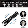 Miniatyrbild 5 av 5: Flashlight Flashlight, Ultra Powerful 3000 Lumens Usb Rechargeable Led Flashlight Cree Xhp50 Flashli