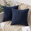 2 stk. fløjls pudebetræk, ensfarvede og stribede pudebetræk (45*45cm) Dark Blue