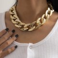 Miniatyrbild 1 av 5: Punk Cuban Link Chain Choker Halsband Guld Lätt Chunky Oval Chain Link Halsband Statement Hip Hop smycken