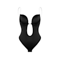 Miniatyrbillede 1 af 5: Fjernelse usynlige skulderstropper Body Shaper U-formet V-hals Wear-Black-M