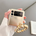 Miniatyrbild 4 av 5: Kompatibel med Samsung Galaxy Z Flip 3 5g Fodral Med Pärlkedja Söt Bear Stand Hållare Modeplätering Silikonfodral För Z Flip3 - Guld