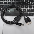 Miniatyrbilde 3 av 4: Ladekabel Type C til 2 Type C Hanne Til Hanne Støtter Lading Pluggbar Svart Black
