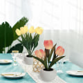Miniatyrbillede 2 af 5: Led Tulip Natlys Simulering Blomster Bordlampe Hjem Dekoration Atmosfære Lampe Romantisk Potte Gave Til Kontor/værelse/bar/café USB Rechargeable 3 Head Yellow Tulip