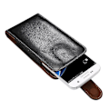 Miniatyrbild 1 av 5: 5,2 tum Litchi Texture Vertikal Flip Upprätt Case / Midjeväska i äkta läder med roterbar ryggskena för Iphone X & Samsung Galaxy S7 & S6 Edge &