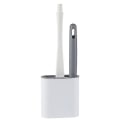Miniatyrbilde 1 av 4: Silikon Toalettbørste For WC Tilbehør Tpr Hode Veggmontert Design Rengjøringsverktøy Hjem Baderom Holder Sett Pp Håndtak White