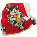 Miniatyrbillede 5 af 5: Sødt kattetæppe Kawaii Cat Lover Gave Plys Sherpa Tæppe Varmt Letvægts Plys Circle Tæppe 4 Lamb Fleece 150*200CM