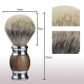 Miniatyrbilde 2 av 4: Barberbørste i sterling sølv med fint harpikshåndtak og base i rustfritt stål (brun)