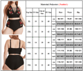 Miniatyrbillede 5 af 5: Plus Size Dame Tøj Højtaljet Badedragt Rose Bikini Sæt Badedragt Sort Sort Black 4XL
