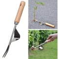 Miniatyrbild 1 av 5: Hand Weeder Stainless Steel Manual Root Weeding Fork Wood Handle Weeding Tool
