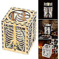 Miniatyrbillede 1 af 4: Træ håndudskåret Halloween kranium Rib Shadow Lampe, Home Deco