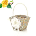 Miniatyrbilde 2 av 3: 2 stk/sett Bryllup Jute Hessian Flower Ring Pute + Blomsterkurv Bryllupsdekorasjon