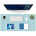 Miniatyrbillede 1 af 5: Skriveunderlag, kontorunderlag, PU læder skriveunderlag, laptop underlag, vandtæt skriveunderlag til kontor og hjem light blue 43x90CM