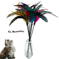 Miniatyrbild 2 av 5: Cat Wand Toy Feather Stick Cat Toys, 6 st Cat Feathers Wand Toy, Interactive Cat Toy Feather Wand För Innekatter