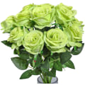 Miniatyrbillede 5 af 5: Kunstige silke rosenblomster Enkelt stilk realistisk falsk rose til bryllup buket blomst, 10 stk (blå) grøn green