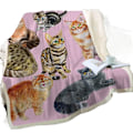 Miniatyrbild 4 av 5: Söt Kattfilt Kawaii Cat Lover Present Plysch Sherpa Filt Varm Lätt Plysch Circle Filt 4 Lamb Fleece 150*200CM