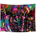 Miniatyrbilde 3 av 3: Trippy Mushroom Tapestry For Men, Psychedelic Fantasy Magical 3d Mushroom Small Tapestry Wall Hanging For Bedr
