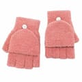 Dame halvfingerhandsker, bløde varme vinterhandsker med fluffy, strækbare flip-handsker Pink One Size