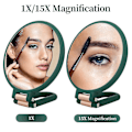 Miniatyrbild 3 av 5: 15x Magnifying Hand Held Mirror,double Side Folding Hand Mirror For Women With Adjustable Handle ,travel Table Desk Shaving Bathroom (army Green)