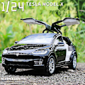 Miniatyrbillede 2 af 5: Hhcx-1:24 Tesla Model X Legeret bilmodel Diecast Metal Simulering Legetøjsbilmodel