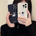 Miniatyrbillede 4 af 5: For Iphone 13 Söt Fodral, Cool Cartoon Swing Astronaut Planet Moon Design Snygg blød Tpu Bumper Stötsäker Anti-halk Protector Case (iphone 13, Vit