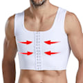 Miniatyrbillede 2 af 5: Mænd Gynækomasti Shaper Ny slankende brystkontrol bryster Shapewear Undertøj Mavebælte Krogkontrol Zip White M