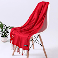 Miniatyrbild 1 av 5: Mode Enfärgad 2022 Dam Halsduk Vinter Hijabs Tofsar Långa Damsjalar Cashmere Like Pashmina Bandana Halsdukar Wraps Echarpe FYR110-02