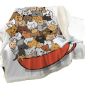 Miniatyrbillede 1 af 5: Sødt kattetæppe Kawaii Cat Lover Gave Plys Sherpa Tæppe Varmt Letvægts Plys Circle Tæppe 3 Lamb Fleece 130*150CM