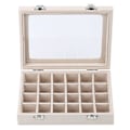Miniatyrbillede 2 af 4: 24 Grids Fløjlsglas Smykker Ring Display Organizer Box Øreringe Opbevaringsholder Smykker Display Box gray