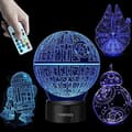 3D Star Wars Lampe - Star Wars Presenter - 4 Mønstre & 1 Base & 1 Fjernkontroll