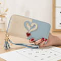 Miniatyrbillede 1 af 4: Kvinders hjerte multifunktion pung pengetaske Lady Long Pu læder lynlås clutch taske pung kortholder kvinde pung Blue