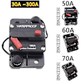 Miniatyrbillede 1 af 4: 30a 40a 50a 60a 70a 80a 100a 120a 150a 200a 250a 300a Amp Circuit Breaker Sikring Reset 12-48v DC Bilbåd Auto Vandtæt 40A