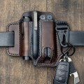 Miniatyrbillede 2 af 5: Taktisk multiværktøj Bæltelædertaske Bærbar Værktøjsopbevaringstaske Udendørs Camping Jagt Læderlomme HY83-Black-Leather