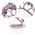 Miniatyrbilde 2 av 2: Håndlaget farget krystall pengetre for lykke, rikdom helse, figur bonsai på naturlig agatplate Amethyst