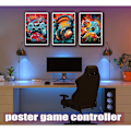 Miniatyrbillede 4 af 5: 3 stk. Cool Gaming Vægkunst Retro Videospil Akvarel Plakater Billeder Farverige Neon Gamepad Lærredsmalerier Tryk 30x40cm Uindrammede