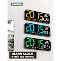Pikkukuva 2 / 5: 9.0 Tuuman Suuri Digitaalinen Seinäkello Lämpötila ja Päivämäärä Viikkonäyttö Yötila Pöytäherätyskello 12/24H Elektroninen LED-kello vihreä