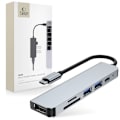 Miniatyrbilde 2 av 6: Tech-Protect 6-i-1 USB-C Hub USB/USB-C/Minnekortleser Grå