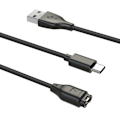 Miniatyrbilde 3 av 5: 2-i-1 lader for USB-C mobil og sportsklokke Garmin Fenix, Forerunner, Vivoactive etc. Svart 1.2 m